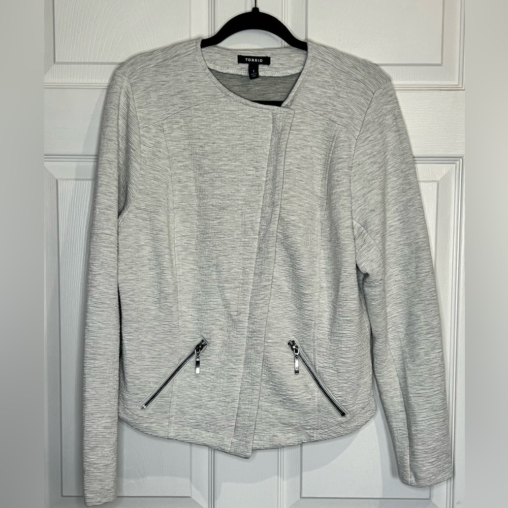 Torrid Women's Gray Double Knit Moto Jacket - Size 1 (14/16 - 1x)